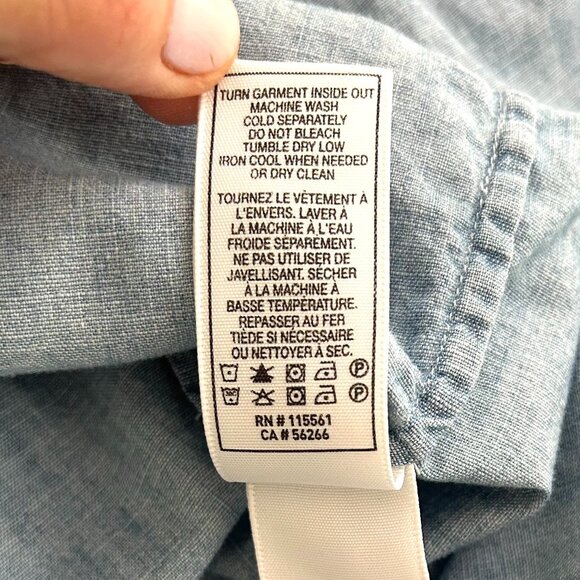 Seven For All Mankind Button Down Shirt Blue Chambray Size S - Picture 9 of 11